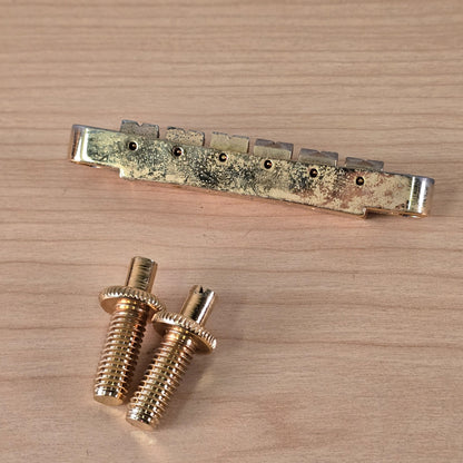 2007 OEM Epiphone Tune-o-Matic Bridge with Studs Gold Patina