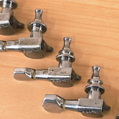 , preview full size image Vintage 1980's Gotoh / Fender 6 In Line Guitar Tuners Single Screw Type