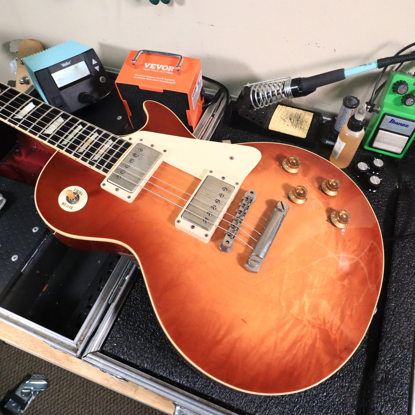 Ken McKay LP Single Cut Replica Sunburst Flame Top One Piece Back Guitar