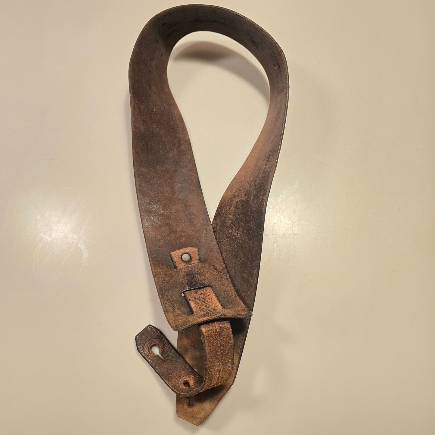 Vintage Tooled Leather Guitar Strap w/ Sun Cloud Bird Design