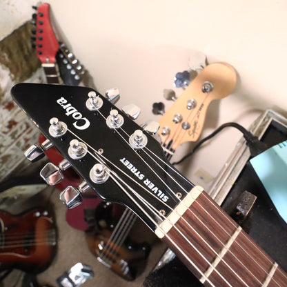 1980's Silver Street Cobra Electric Guitar Black Triangle