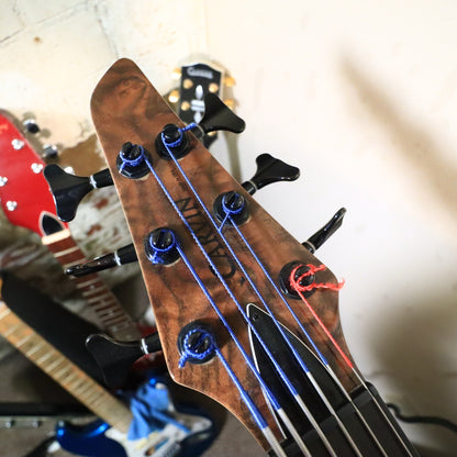 Carvin LB76 6-String Fretless Active Bass Guitar Figured Walnut Top Piezo