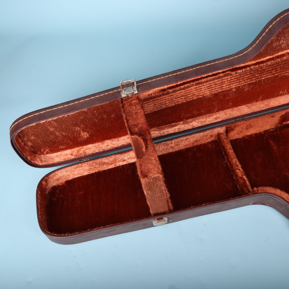 Close-up of the plush interior lining and neck support section of the Ibanez case.