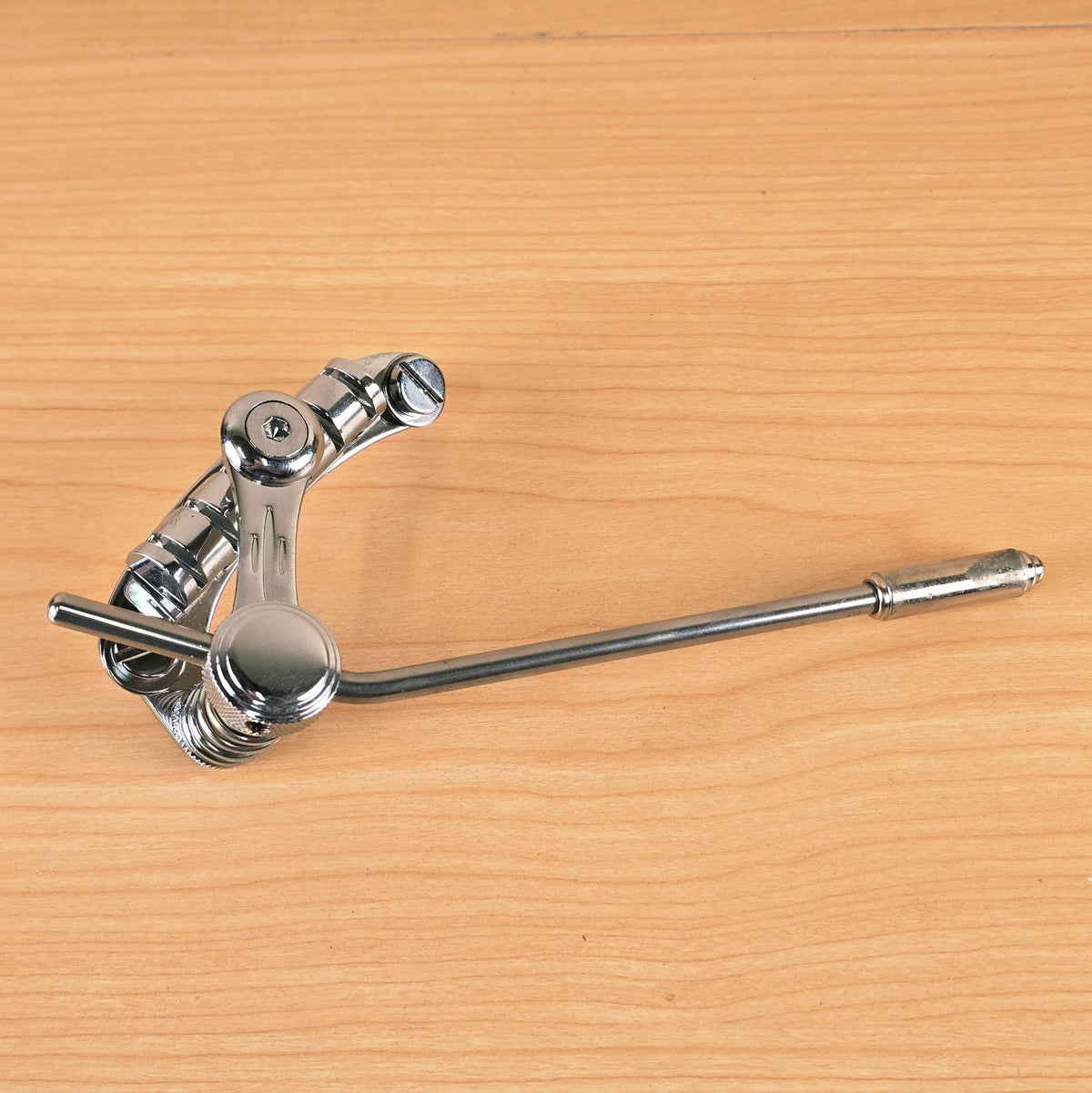 Overhead view of the chrome Duesenberg Les Trem II tremolo system.