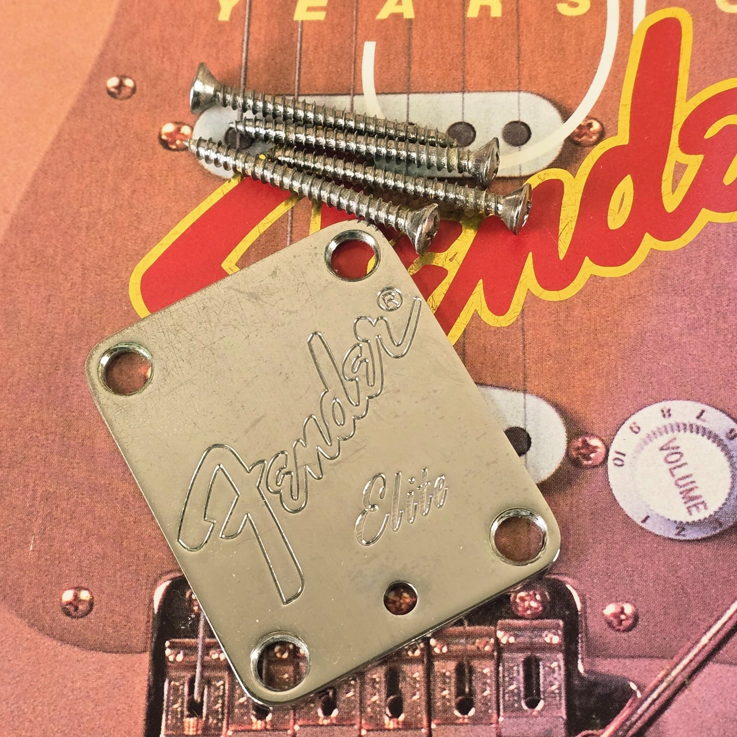 Fender Elite Neck Plate American Jazz Precision USA 1983 1984 Strat Tele Chrome