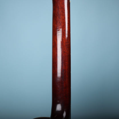 Back of the mahogany neck showing the glossy finish.