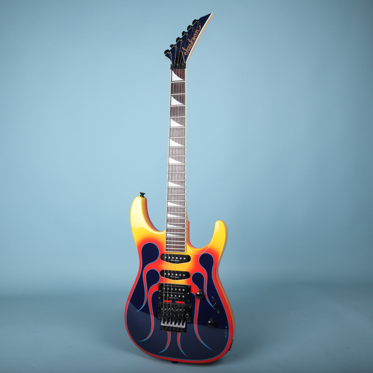 2004 Jackson DK2 Pro Blue Orange Flame Dinky HSS Electric Guitar