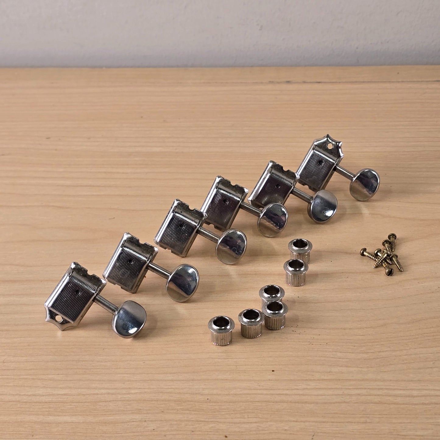 Vintage Gotoh Japan 6-in-Line Split Shaft Strat/ Tele Guitar Tuning Machines Chrome