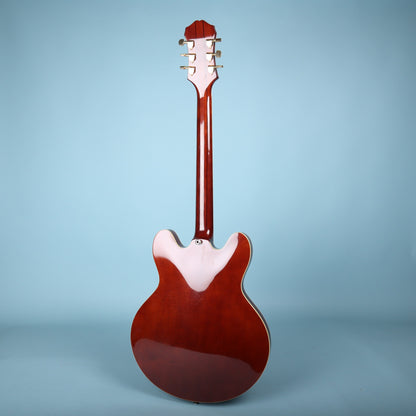 Back view of guitar body and neck heel