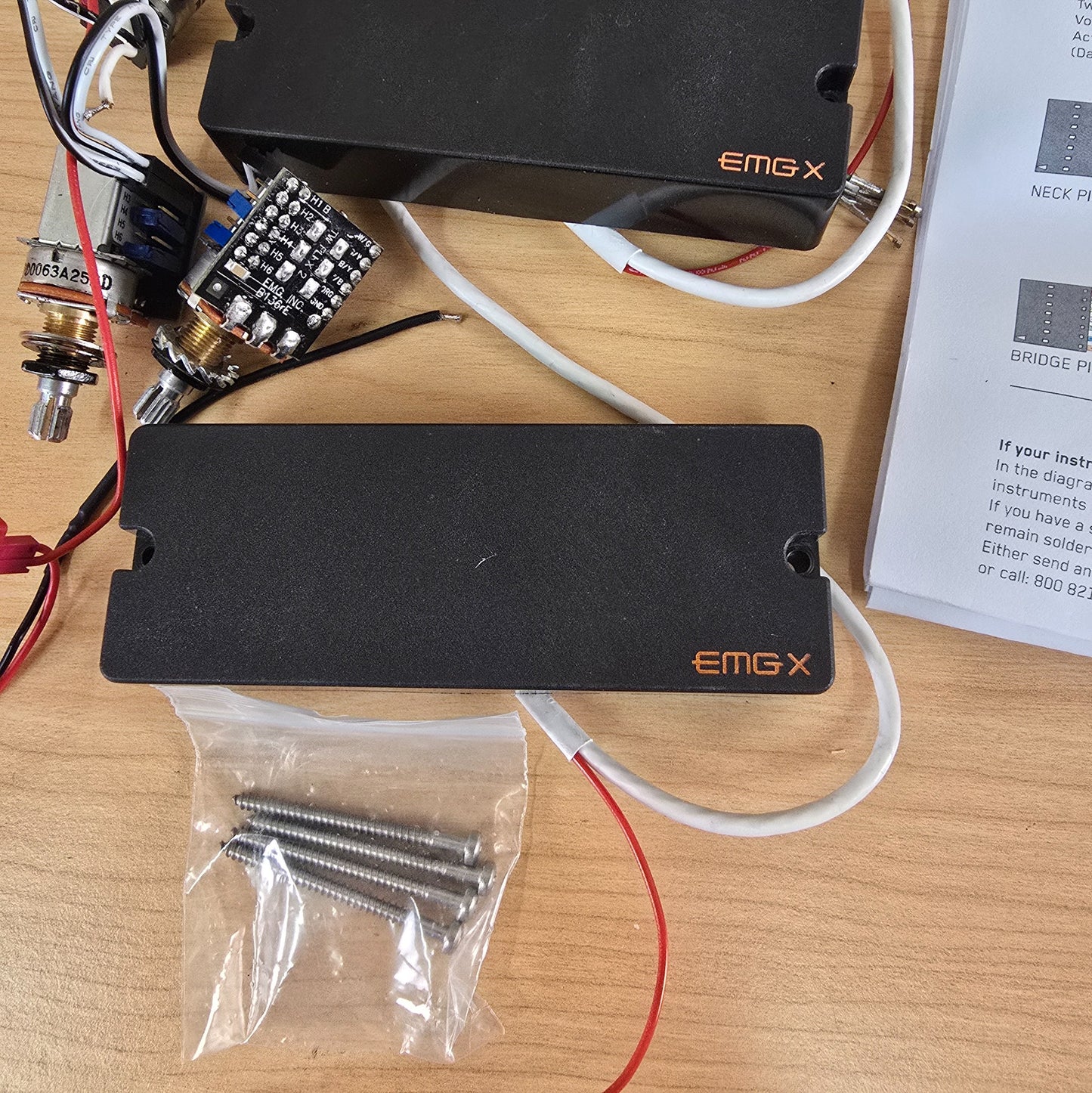 2017 EMG 40TWX Active Bass Pickup Set with Wiring Harness