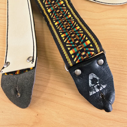 Vintage Ace USA Woven Tapestry Guitar Strap White Backing