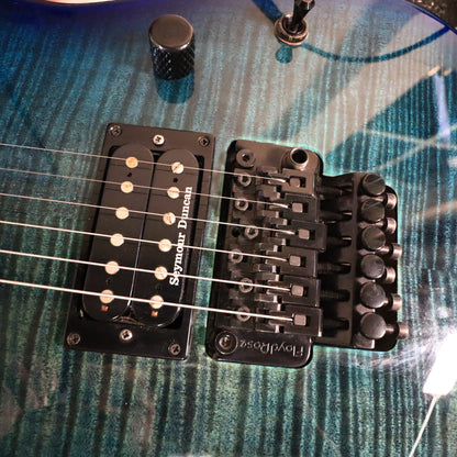 Close-up of Seymour Duncan pickups and Floyd Rose tremolo