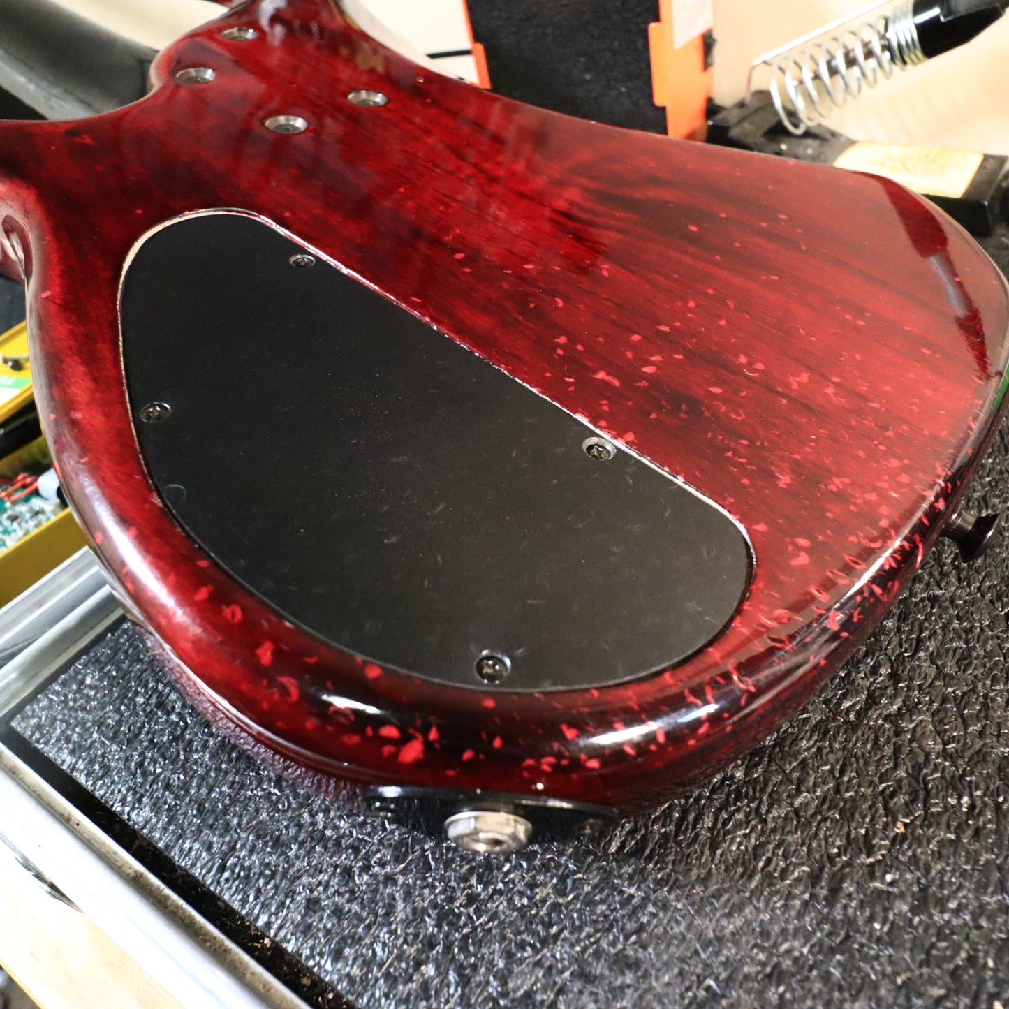 1996 Modulus Quantum 5 Q5 5-String Bass - Carbon Fiber Neck - Red Quilt