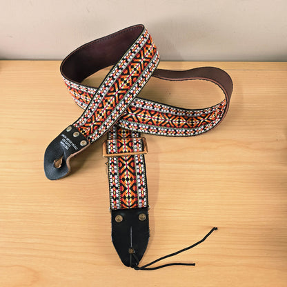 1970's Union Grove Music Vintage Woven Guitar Strap Orange/Yellow Santa Cruz Los Gatos