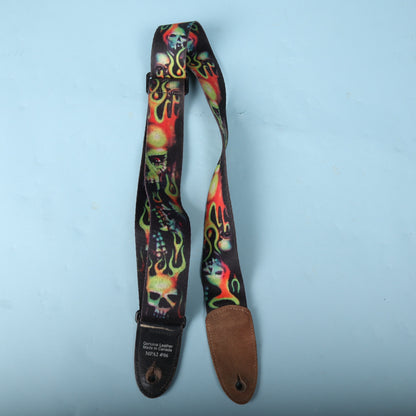 Full rear view of the Levy's guitar strap showing the adjustment slider and underside of ends.