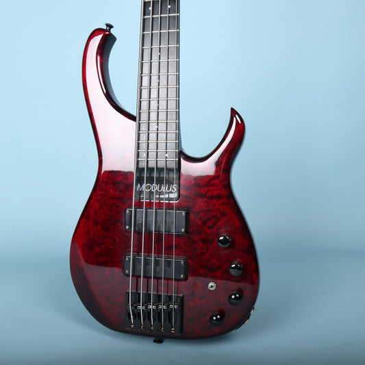 1996 Modulus Quantum 5 Q5 5-String Bass - Carbon Fiber Neck - Red Quilt