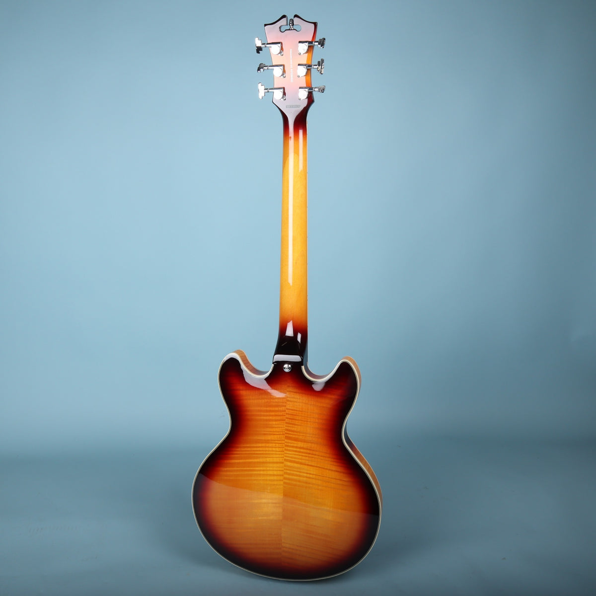 Full rear view of the D'Angelico Premier Mini DC electric guitar.