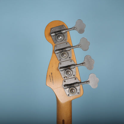 Back of the headstock showing vintage reverse open-gear tuners and Mexico MZ9 serial number.
