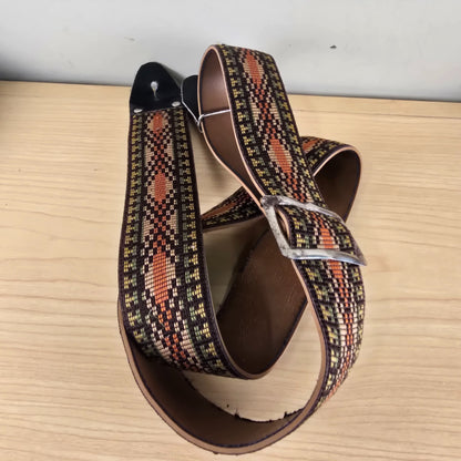 1970s Gibson Vintage Woven Guitar Strap Orange, Green, Brown