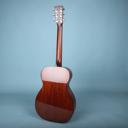 Full rear view of the Martin 0-18 acoustic guitar showing the mahogany back, neck, and headstock.