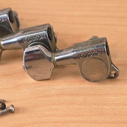 , preview full size image Vintage 1980's Gotoh / Fender 6 In Line Guitar Tuners Single Screw Type