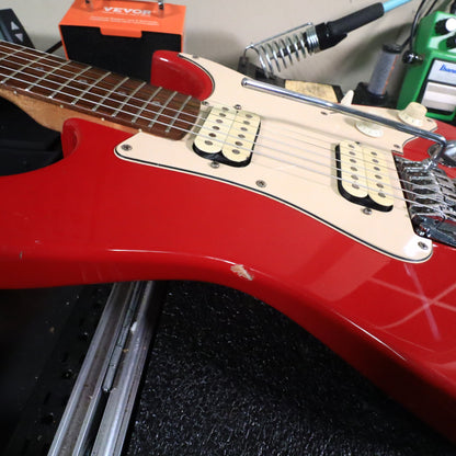 1998 Squier Stagemaster Reverse HH Electric Guitar Frost Red Floyd Rose