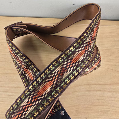 1970s Gibson Vintage Woven Guitar Strap Orange, Green, Brown