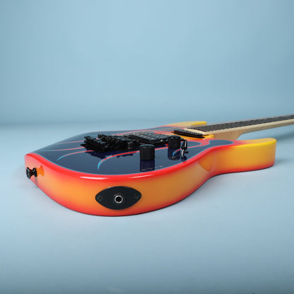 Side perspective showing output jack plate on lower edge