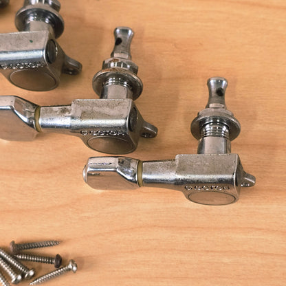 , preview full size image Vintage 1980's Gotoh / Fender 6 In Line Guitar Tuners Single Screw Type