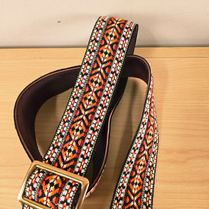 1970's Union Grove Music Vintage Woven Guitar Strap Orange/Yellow Santa Cruz Los Gatos
