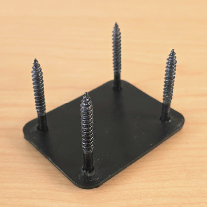 Angled view of the reverse side of the neck plate with four upright screws