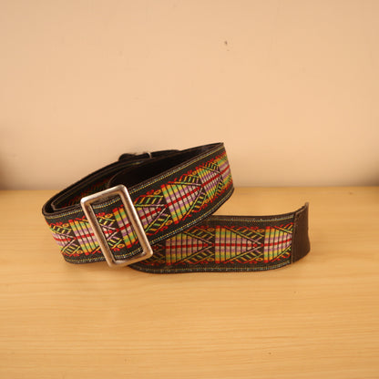 Vintage 80's Guitar Strap Woven Fabric Aztec Southwestern Colorful