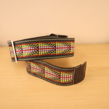 Vintage 80's Guitar Strap Woven Fabric Aztec Southwestern Colorful