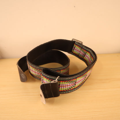 Vintage 80's Guitar Strap Woven Fabric Aztec Southwestern Colorful
