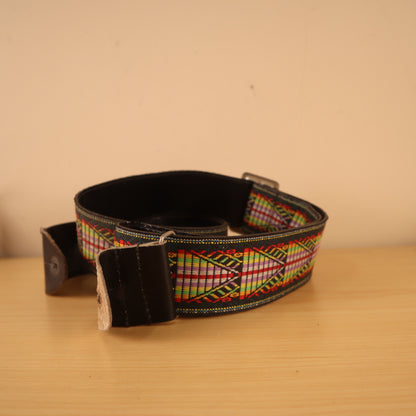 Vintage 80's Guitar Strap Woven Fabric Aztec Southwestern Colorful