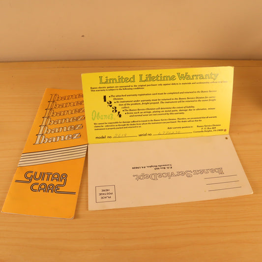 1977 Vintage Ibanez 2619 Artist Warranty Card Info Case Candy