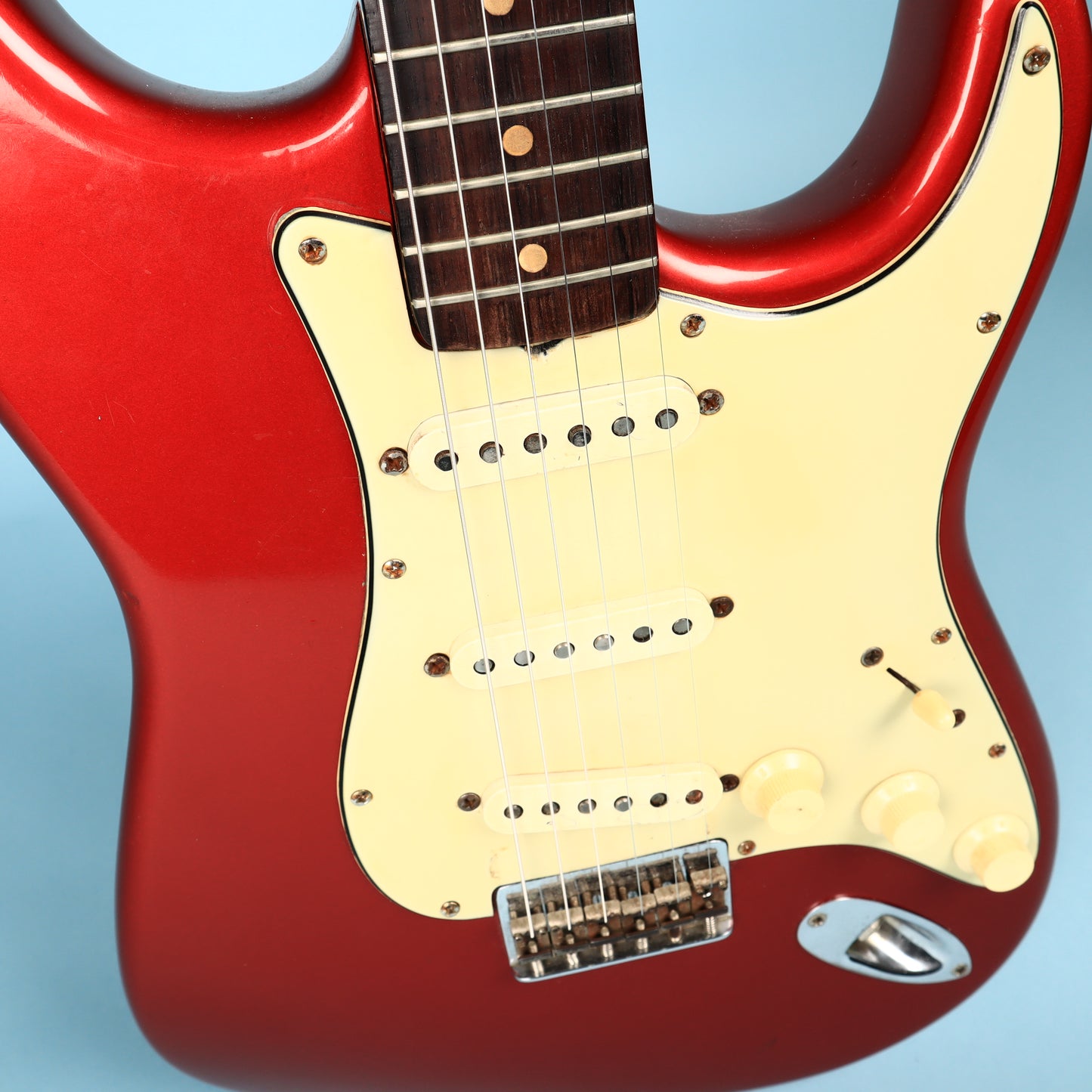 1963 Fender Stratocaster Hardtail Refin Red Electric Guitar w/ Original Case