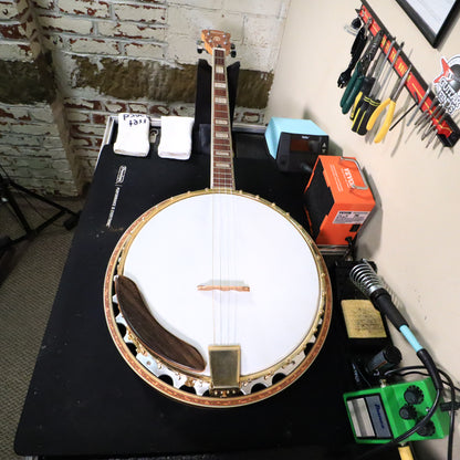 Crown Kent Vintage 4 String Banjo with Block Inlays MIJ Japan