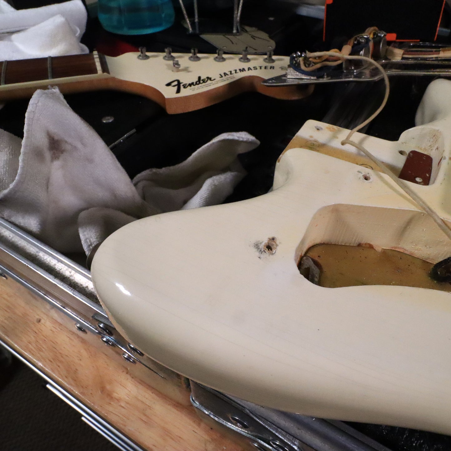 1966 Fender Jazzmaster Olympic White, Custom Color Matching Headstock