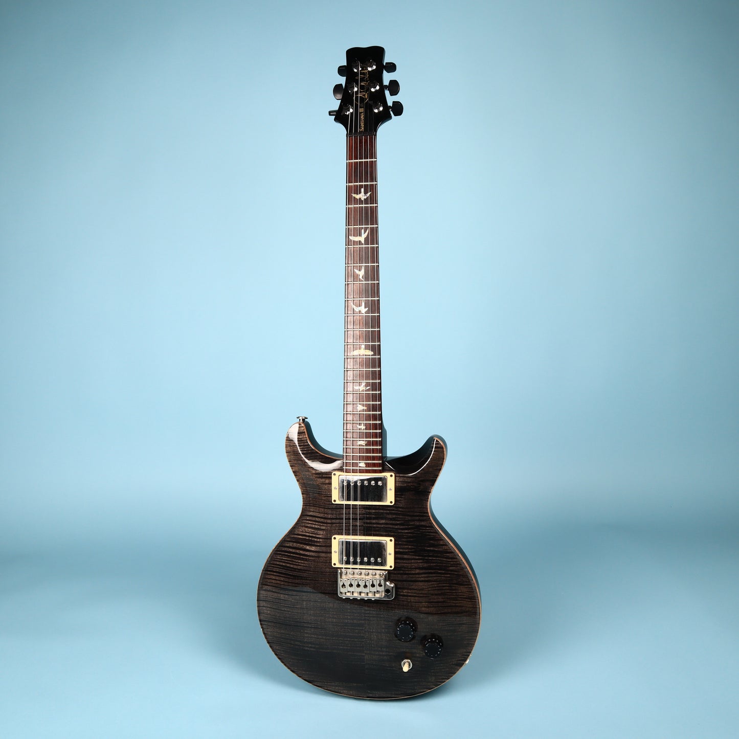 2001 PRS Santana III 10 Top Electric Guitar with Hard Case Charcoal Burst