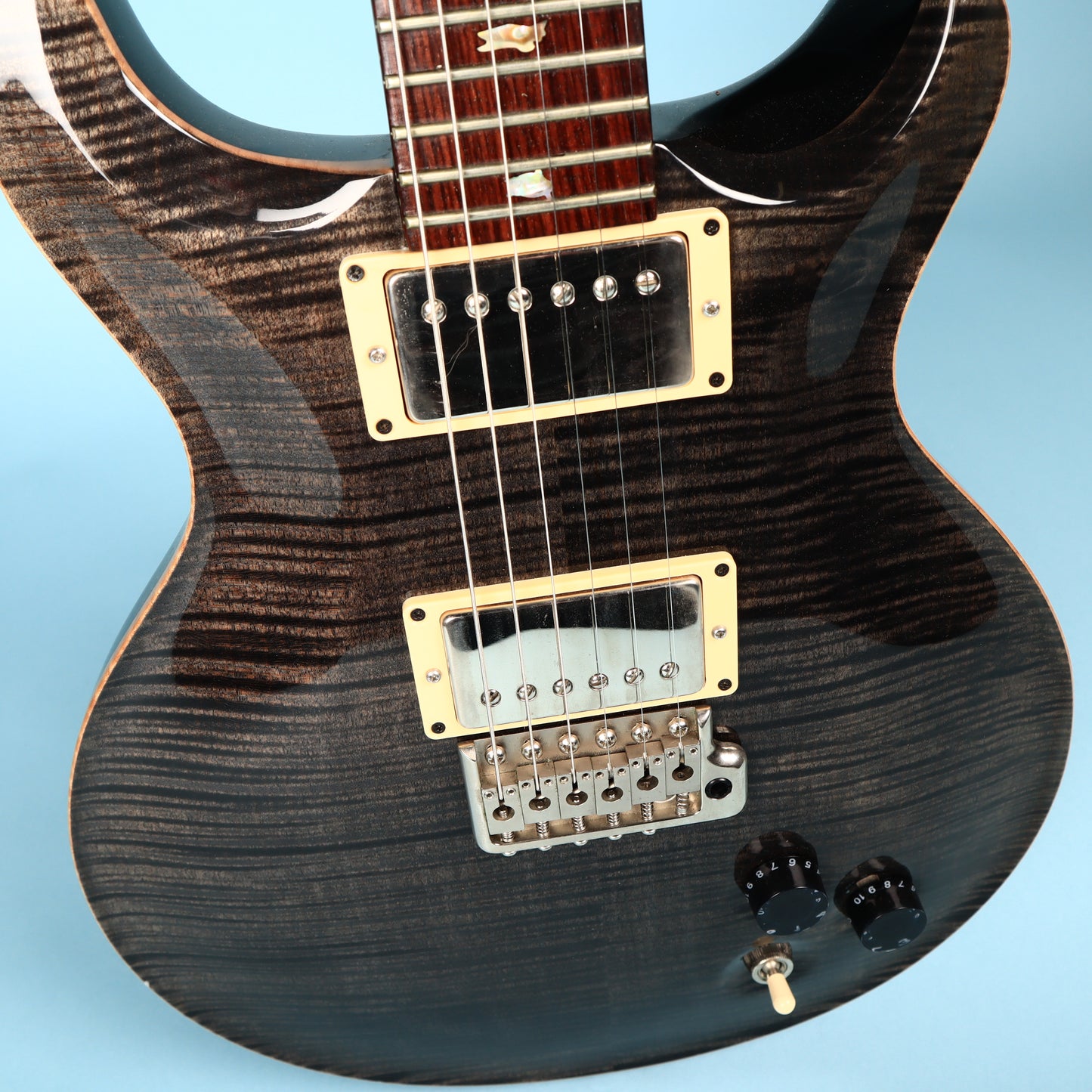 2001 PRS Santana III 10 Top Electric Guitar with Hard Case Charcoal Burst