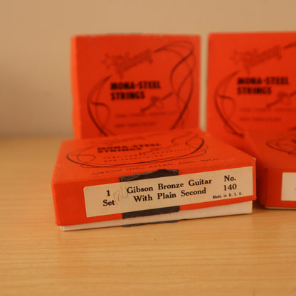 (4) Lot Gibson Mona-Steel String No. 140 Bronze Strings Case Candy