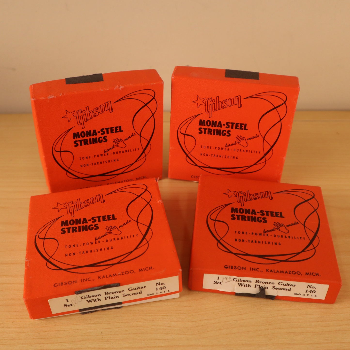 (4) Lot Gibson Mona-Steel String No. 140 Bronze Strings Case Candy