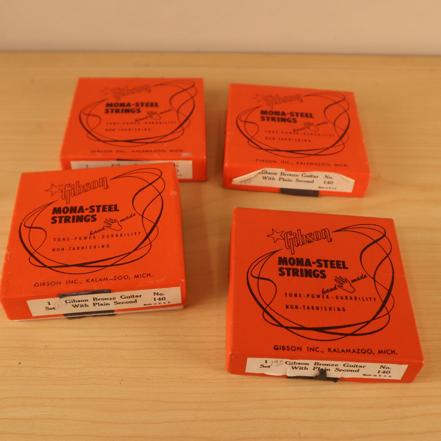 (4) Lot Gibson Mona-Steel String No. 140 Bronze Strings Case Candy