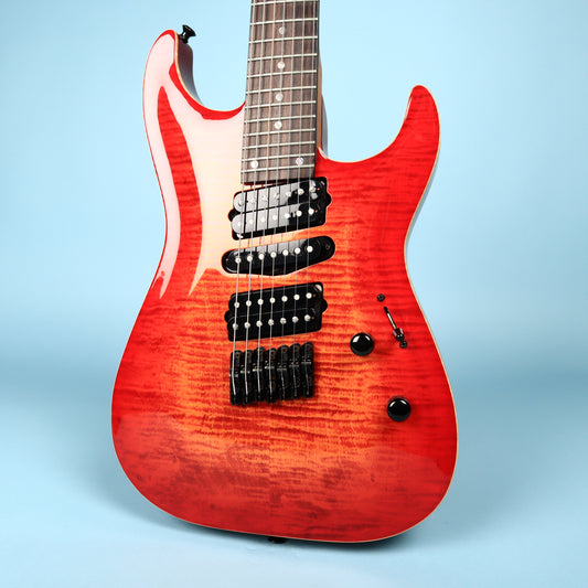 Lipe Virtuoso 7 Fanned Fret Curly Maple Seven String Electric Guitar Fireburst