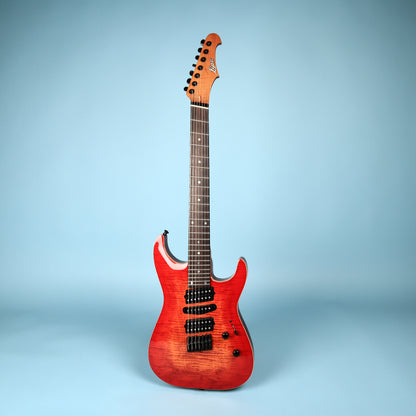 Lipe Virtuoso 7 Fanned Fret Curly Maple Seven String Electric Guitar Fireburst