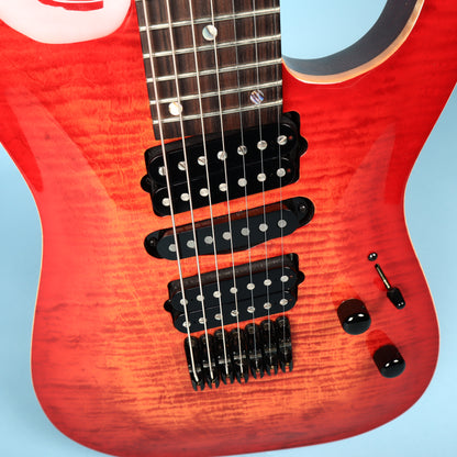 Lipe Virtuoso 7 Fanned Fret Curly Maple Seven String Electric Guitar Fireburst