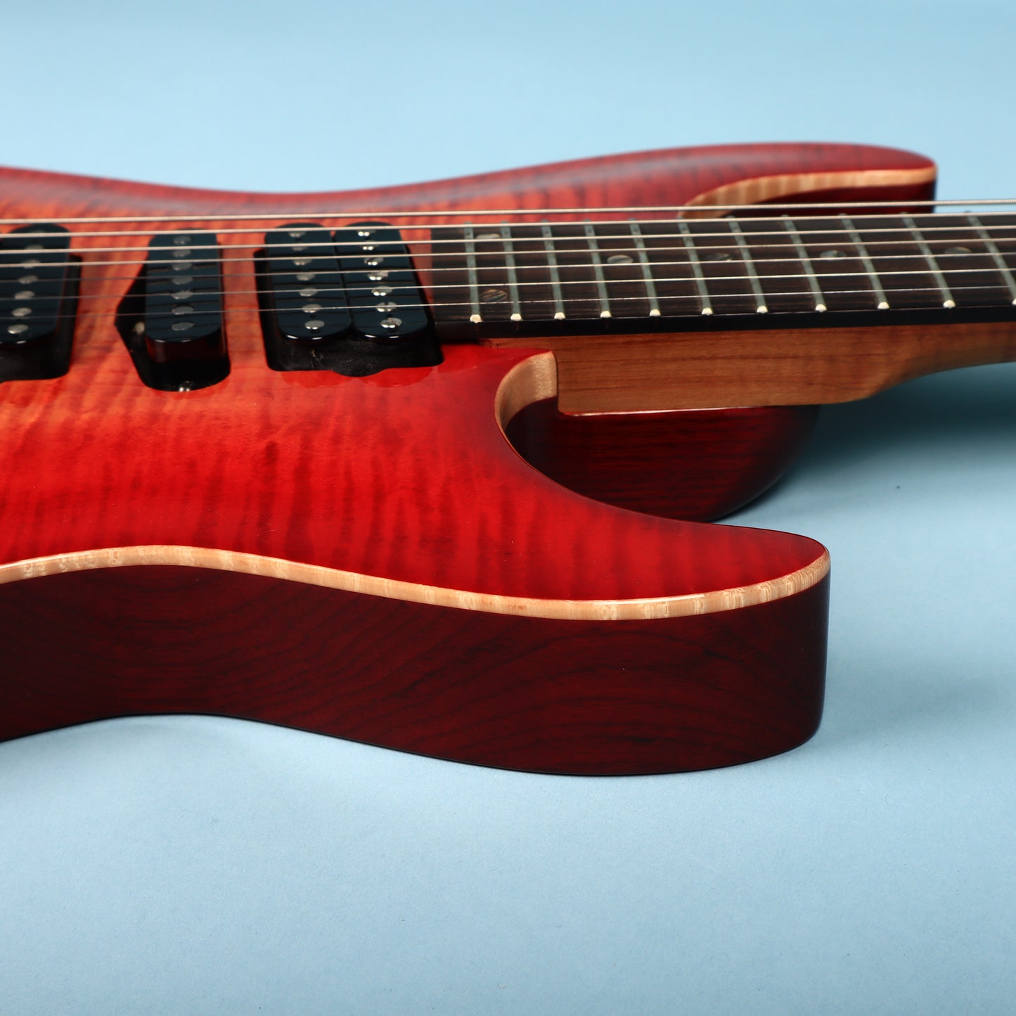 Lipe Virtuoso 7 Fanned Fret Curly Maple Seven String Electric Guitar Fireburst