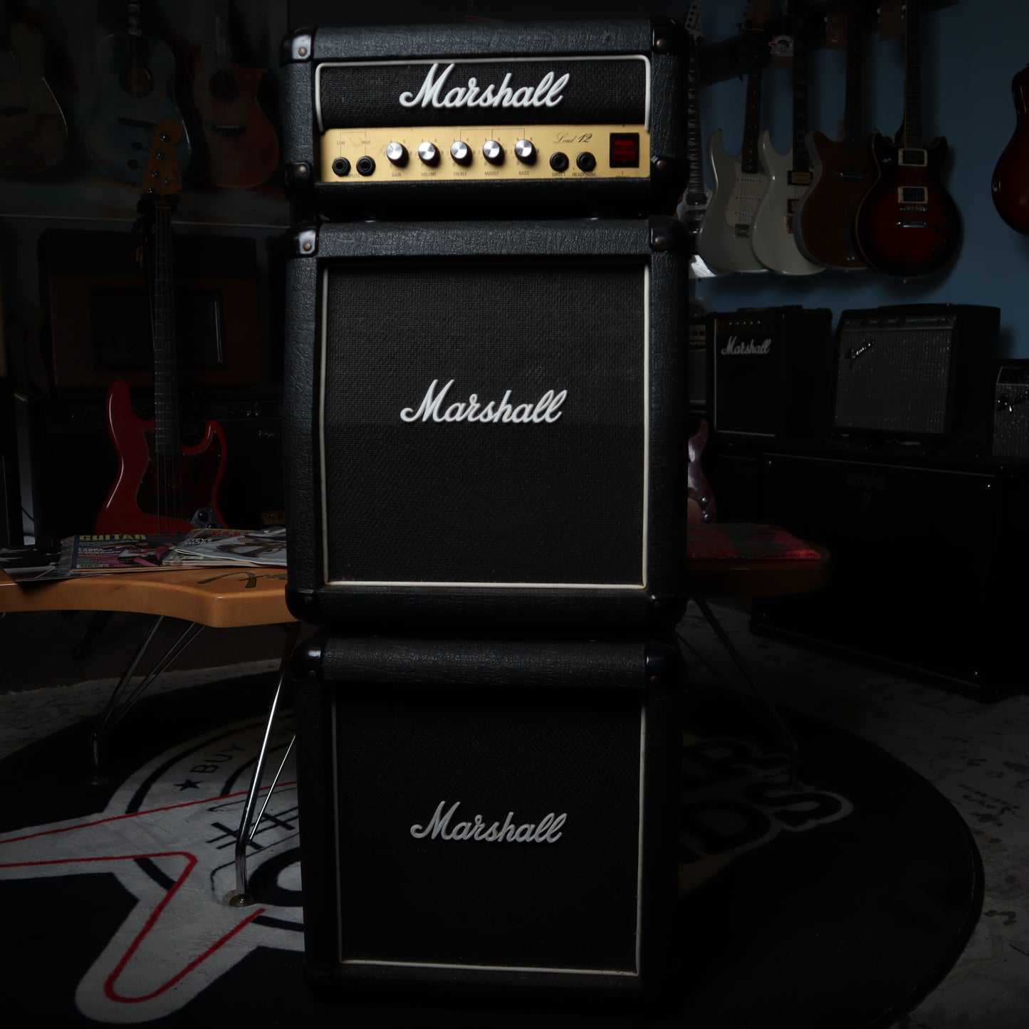 1980's Vintage Marshall Lead 12 Guitar Amplifier Mini Full Stack 3005