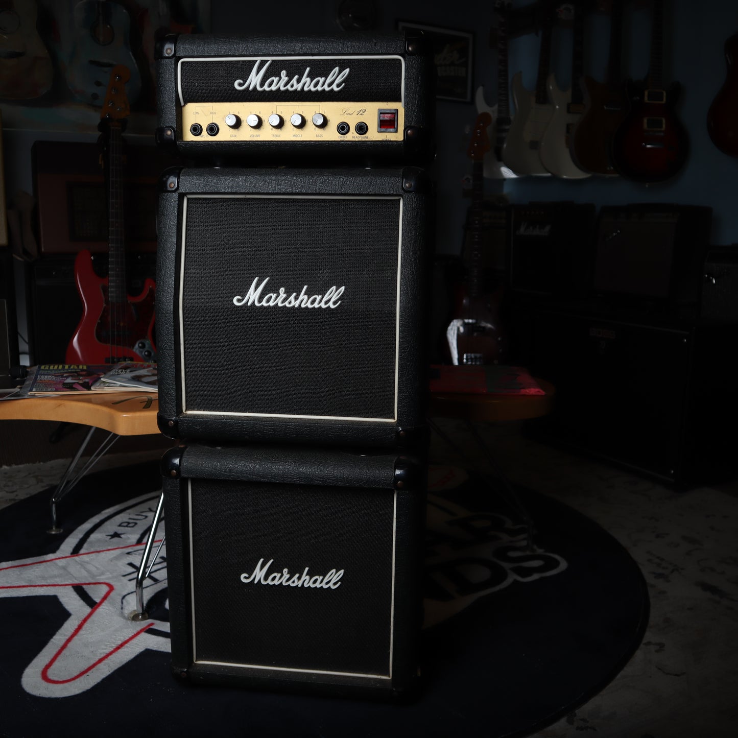 1980's Vintage Marshall Lead 12 Guitar Amplifier Mini Full Stack 3005